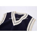 Boy's Knitted Contrast Edge V-Neck School Vest